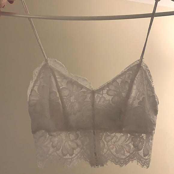 White Lace Zip-up Crop - Picture 1 of 2